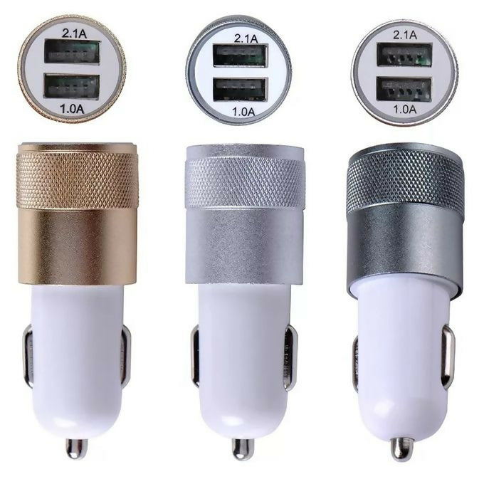 Aluminium Twin Dual port USB 12 V car charger adapter 2.1A