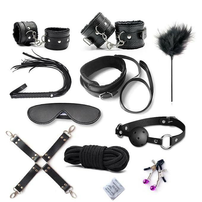 10PCS/set Bondage Set, Whip Hand Cuffs Adult SM Products For Woman Couples Bed