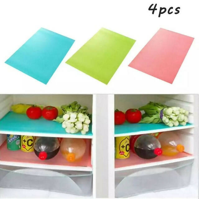 4pcs Colored Multipurpose Pvc Fridge Mats, Waterproof, Anti-Bacterial Fridge Mat