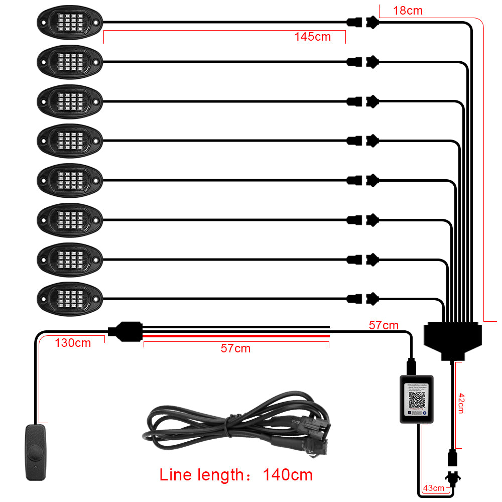 RGB LED Rock Lights 4/6/8 In 1 Car Chassis Light For Jeep Off-Road Truck Boat Music Sync Bluetooth APP Control Undergolw