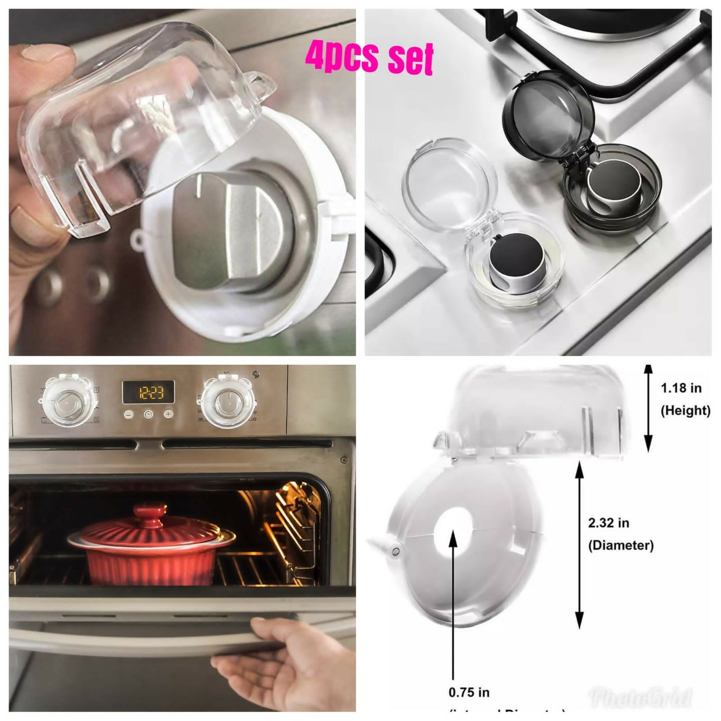 4pc set gas knob covers clear.Child and pets protective