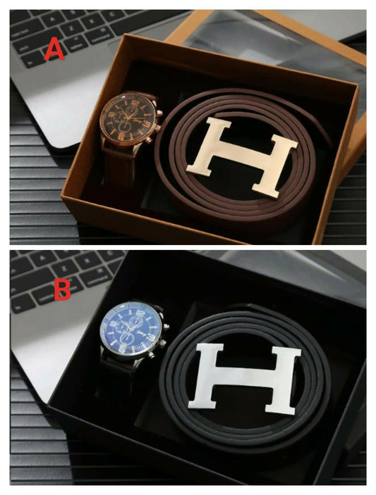 2Pc Men's Gift Set Contains: ▫Watch &Belt