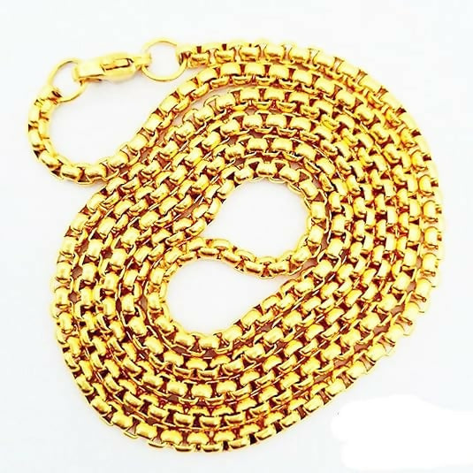 Fashion Bling For Your Buck 18K Gold Over Sterling Silver Thin Italian Box Chain Necklace.