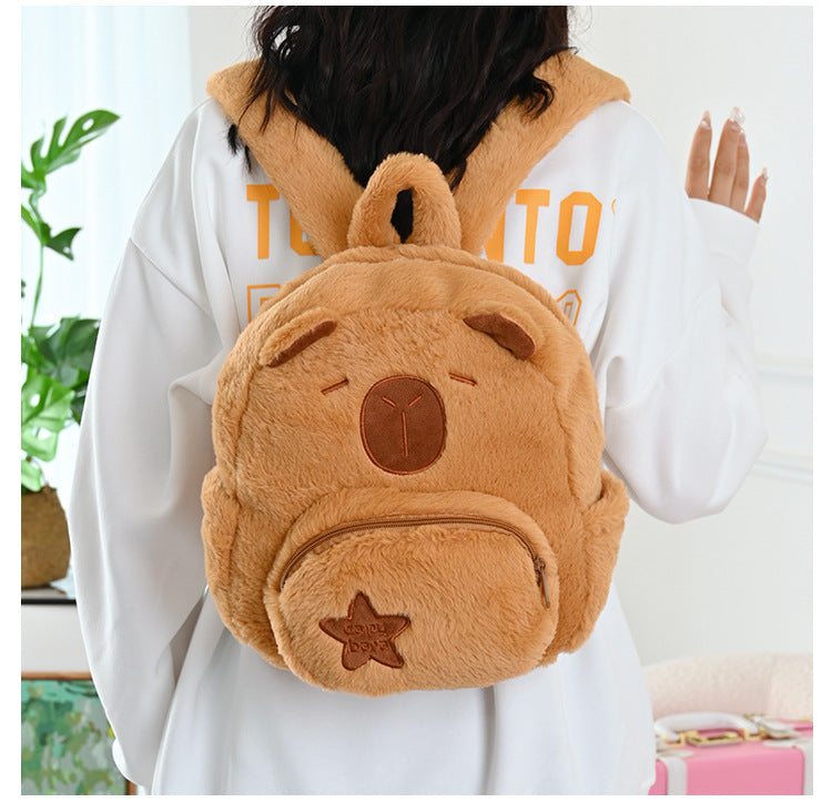 NEW Kawaii Plushie Doll Capybara Plush Backpack Handbag Children's Bag Toy Shoulder Bag Mini Knapsack Bags Gifts For Girlfriend
