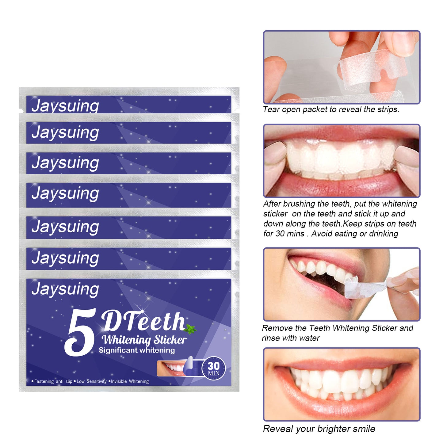 5D Whitening Teeth Stickers 7/14 Pairs Gel Whitening Strips Stain Removal Oral Hygiene Care Strip Dental Bleaching Tools Teeth