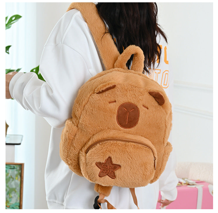 NEW Kawaii Plushie Doll Capybara Plush Backpack Handbag Children's Bag Toy Shoulder Bag Mini Knapsack Bags Gifts For Girlfriend