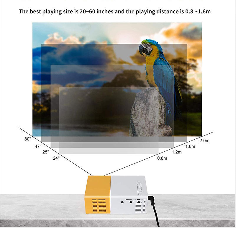 Mini projector 72 - inch screen LED lamp life 30000 hours, support hd, compatible with Android/IOS/Windows/HDTV/USB