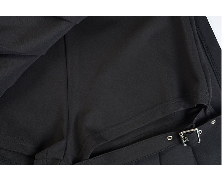 AltGoth Punk Mall Goth Shorts Skirt Women Y2k E-girl Streetwear Harajuku Leg Ring Buckle Detachable High Waist Emo Alt Clubwear