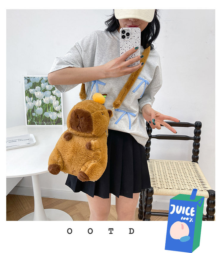 NEW Kawaii Plushie Doll Capybara Plush Backpack Handbag Children's Bag Toy Shoulder Bag Mini Knapsack Bags Gifts For Girlfriend