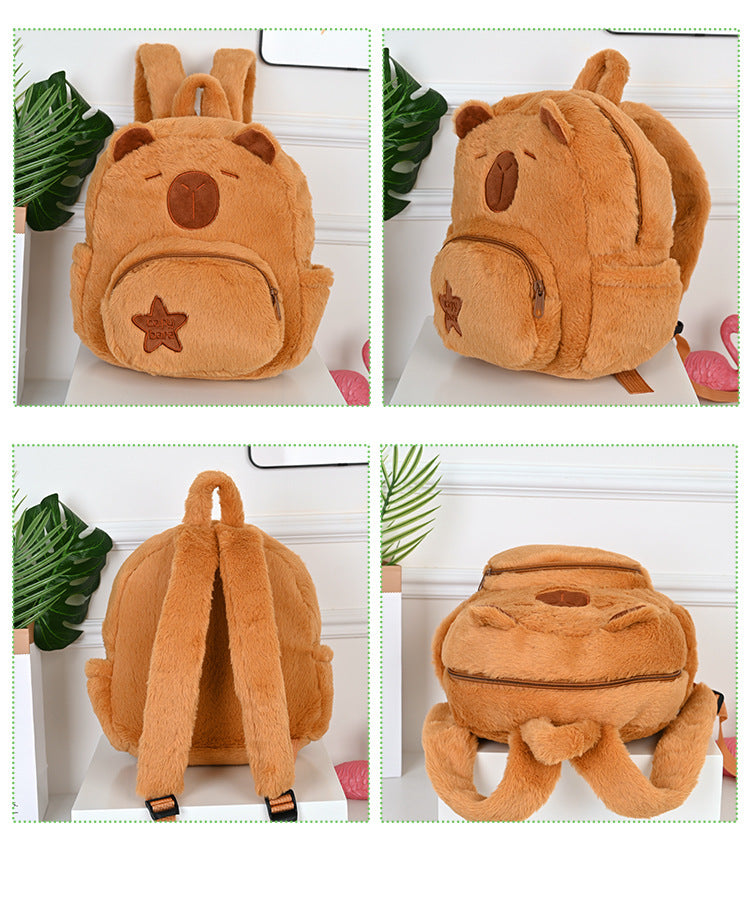 NEW Kawaii Plushie Doll Capybara Plush Backpack Handbag Children's Bag Toy Shoulder Bag Mini Knapsack Bags Gifts For Girlfriend
