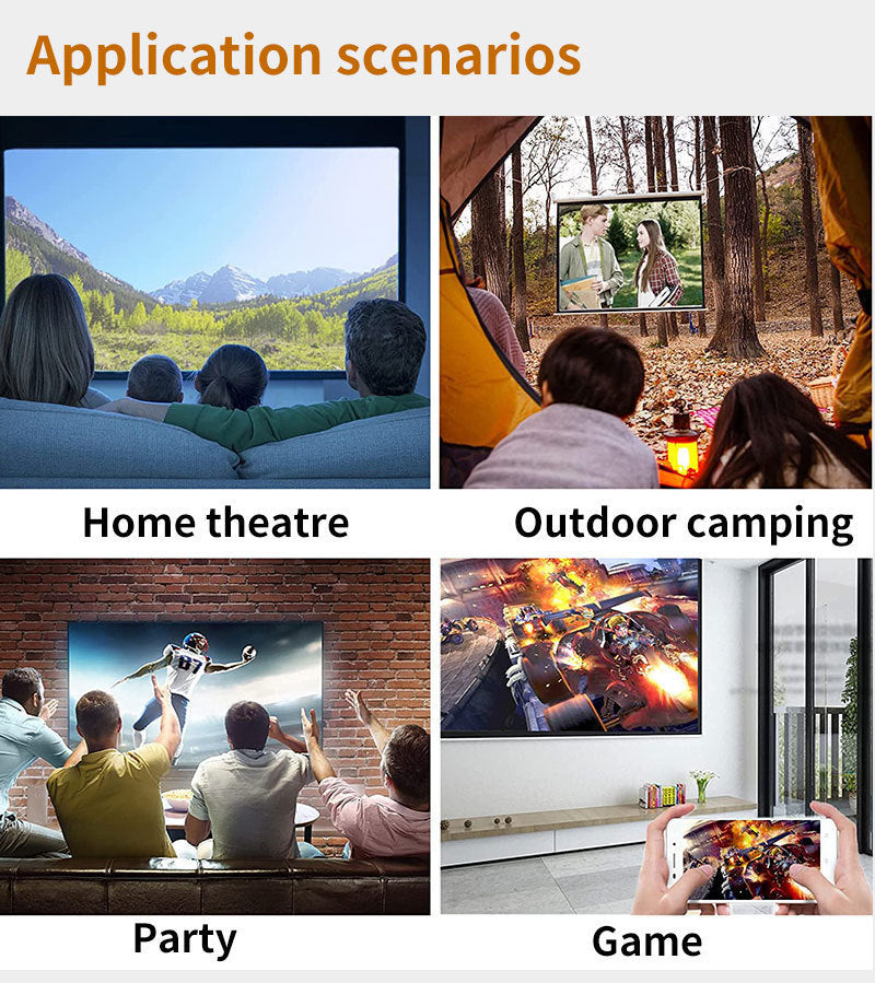 Mini projector 72 - inch screen LED lamp life 30000 hours, support hd, compatible with Android/IOS/Windows/HDTV/USB