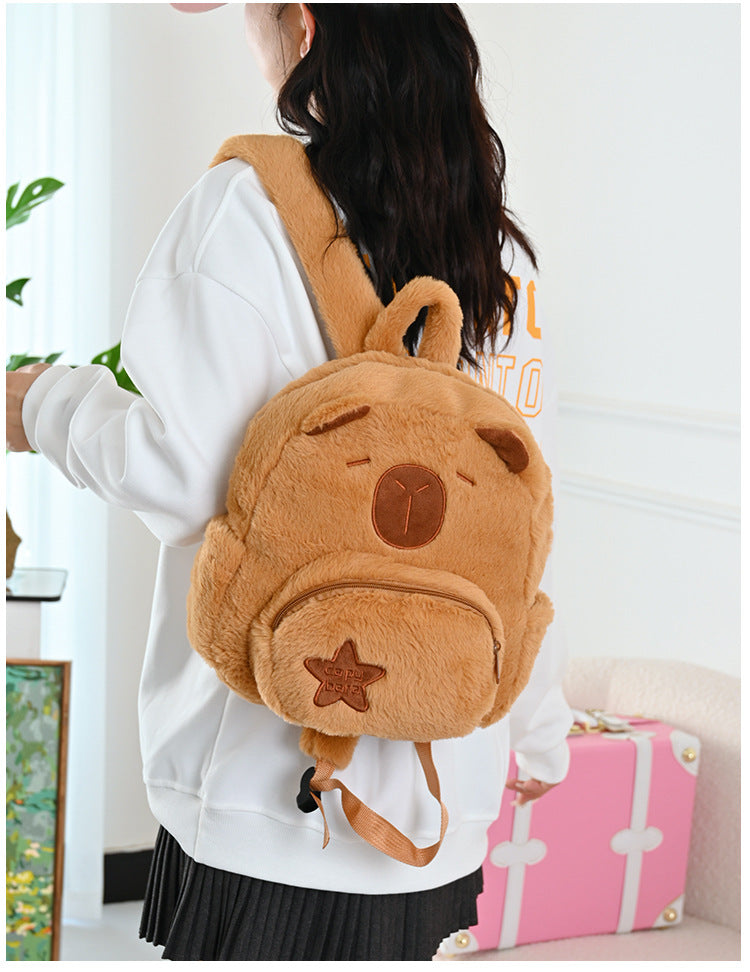 NEW Kawaii Plushie Doll Capybara Plush Backpack Handbag Children's Bag Toy Shoulder Bag Mini Knapsack Bags Gifts For Girlfriend