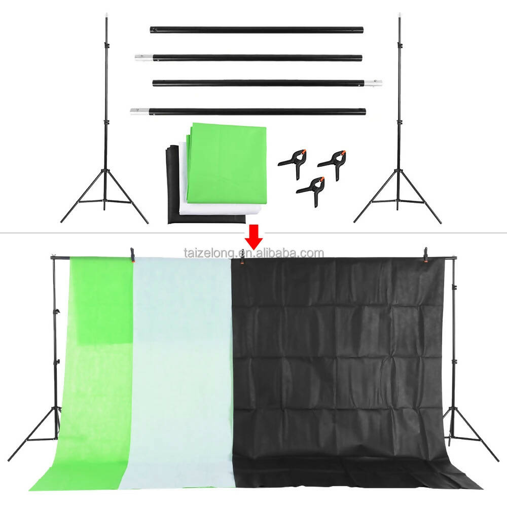 Photography Photo Studio Softbox Lighting Kit With 2.6x3M Background Frame 3pcs Backdrop Tripod Stand Reflector Board 4 Umbrella