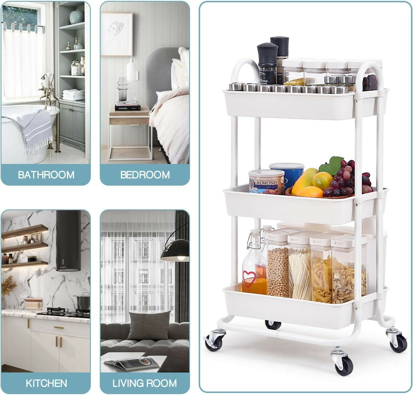 Multi-functional Movable Trolley Storage Rack