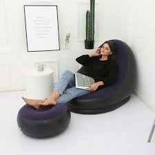 Inflatable Deluxe Lounge Seat / Inflatable seat with Foot rest & Free Pump (2pcs Sets)