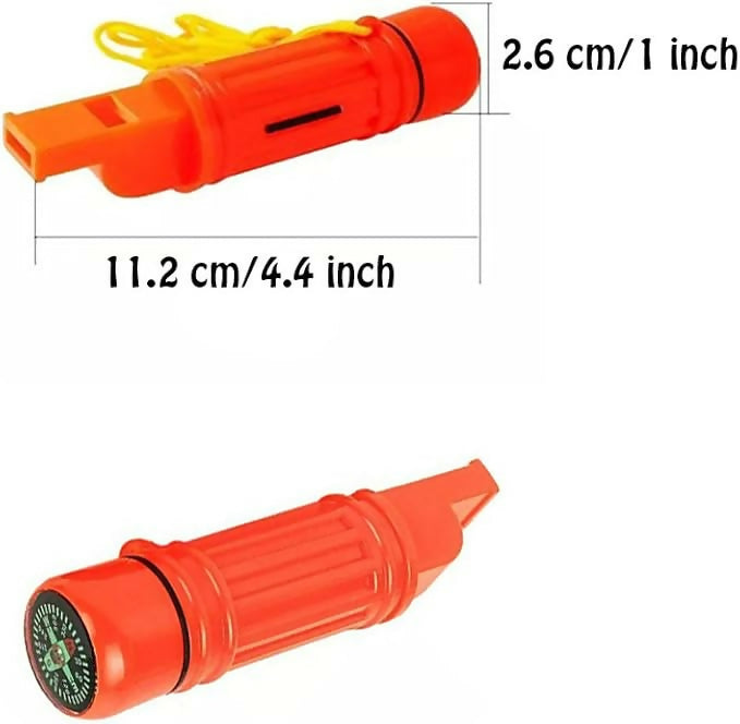 AceCamp 3338 5-Function Survival Whistle, Compass, Signal mirror, Flint, Capsule