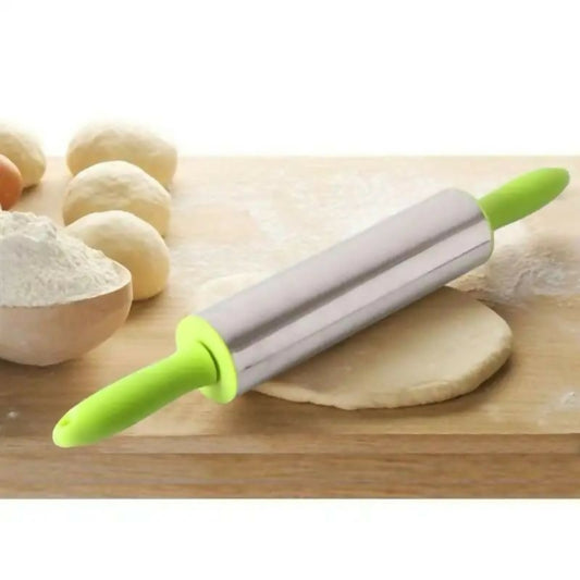 Stainless Steel Rolling Pin Non Stick Pastry Roller with Handles Baking Cookies Biscuit Fondant Cake Dough Engraved Roller.