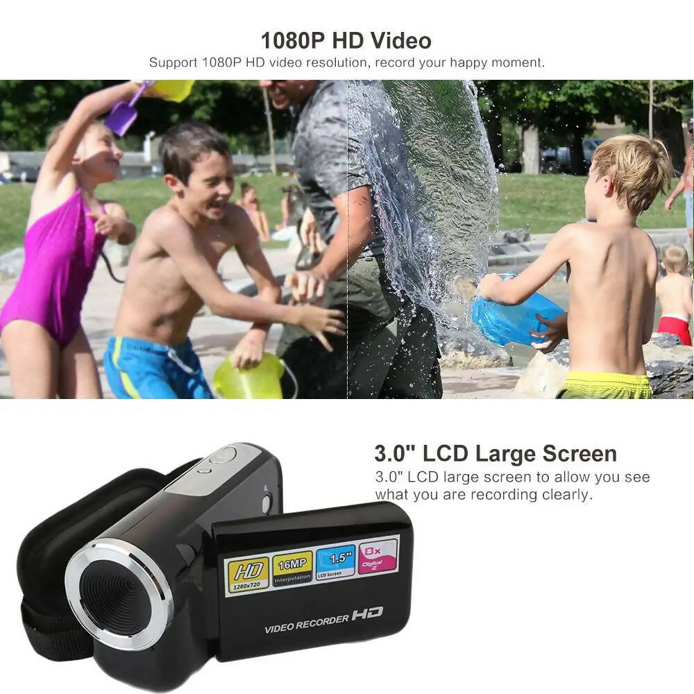 Digital Video Camera Camcorder 16MP Night Vision Recording 8X Digital Zoom 2inch LCD Display Screen Handheld Mini DV Camera