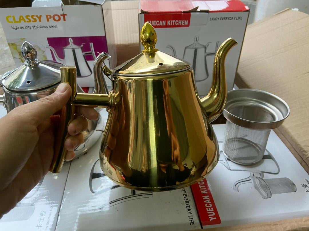 stainless steel teapot with infusion set,