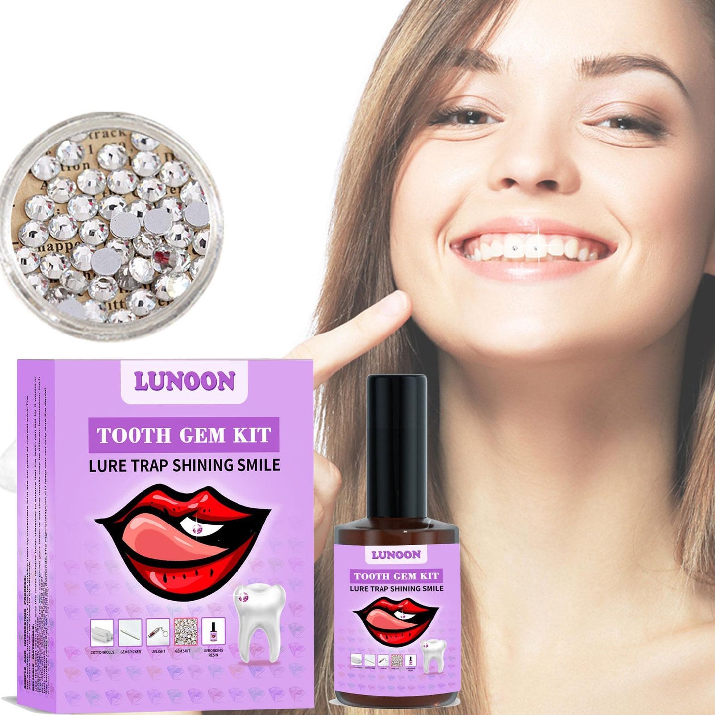 DIY Teeth Ornament With Curing Light Glue Professional Dental Adhesive Gem Crystals Ornaments Easy To Remove Unisex Dental Decor
