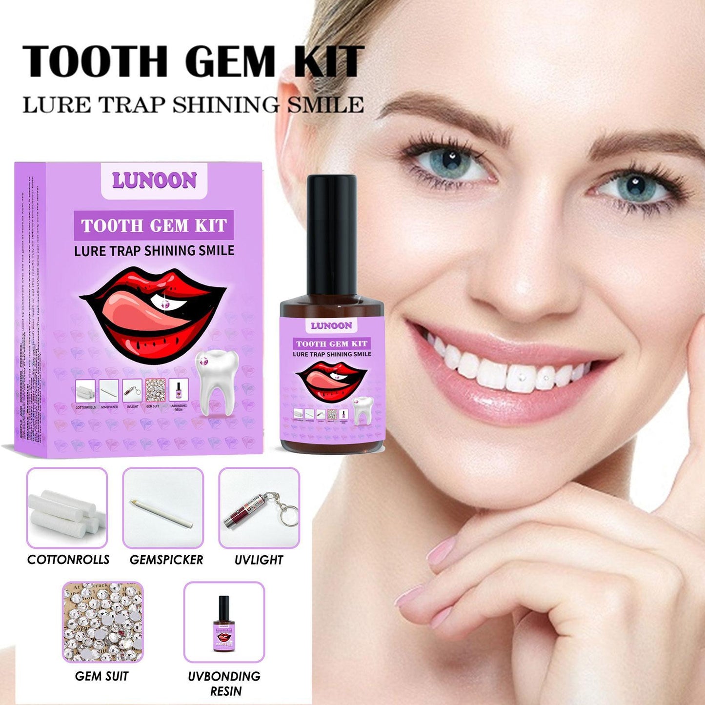 DIY Teeth Ornament With Curing Light Glue Professional Dental Adhesive Gem Crystals Ornaments Easy To Remove Unisex Dental Decor