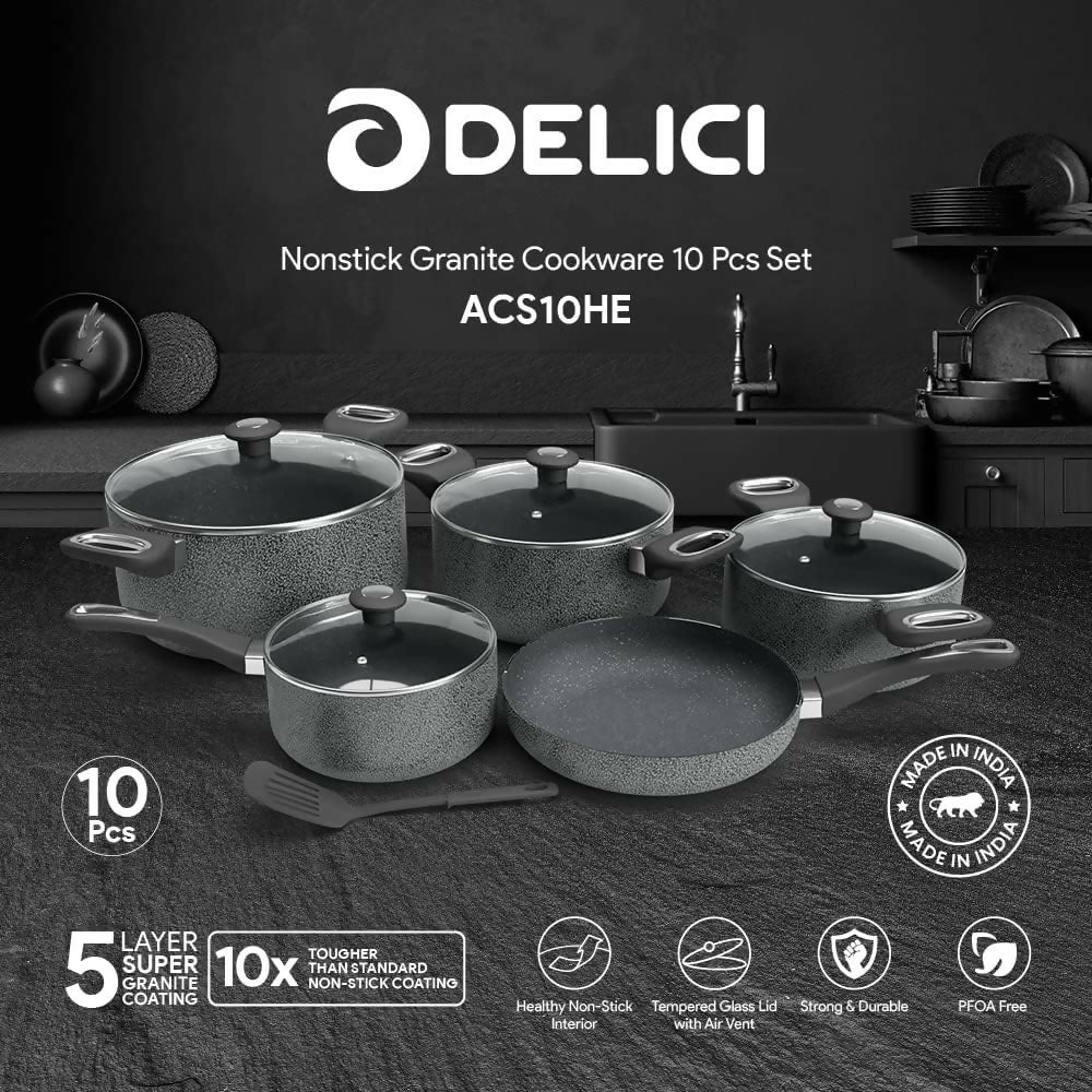 10pc Nonstick Granite Cookware Set – DELICI ACS10HE