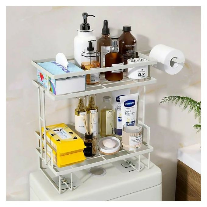 2 Tier bathroom Storage Organizer with Tissue Holder