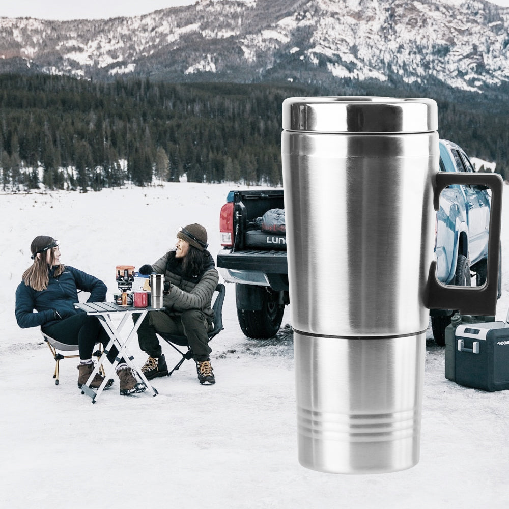 Vehicle Heating Cup Electric Heating Car Kettle 12V/24V 300ml Camping Travel Kettle Stainless Steel