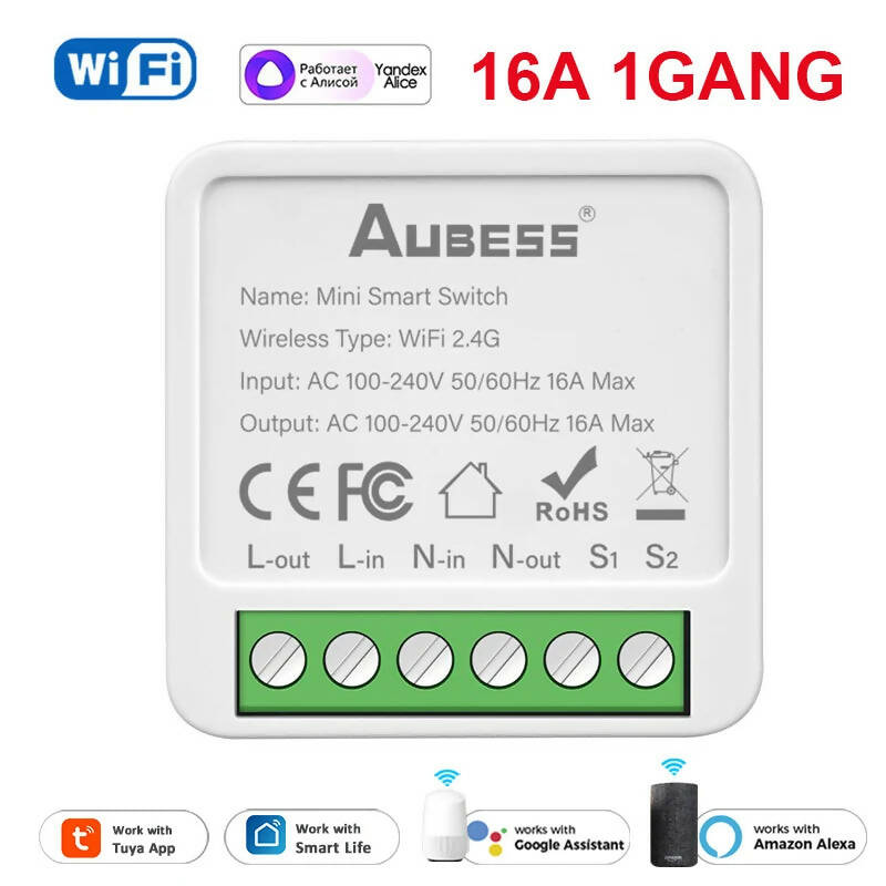 1/2/3Gang Tuya MINI Wifi Switch DIY Relay Smart Life APP Wireless Remote Control Smart Home For Alexa Google Home Yandex Alice