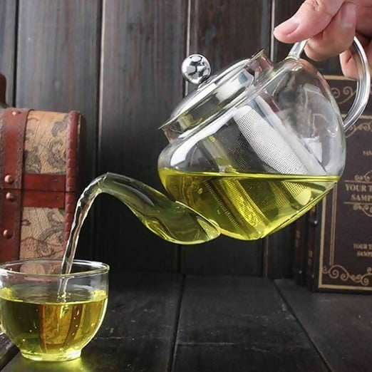 Clear Glass Teapot with Stainless Steel Infuser