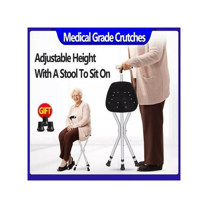 2 in 1 elderly walking stick cum stool