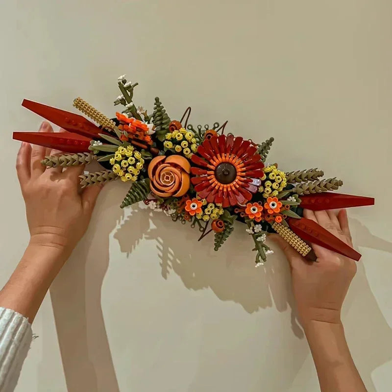 812PCS Succulent DIY Toy: Dry Flower Centerpiece Bouquet Building Block 10314 Model Kit Home Decor Bricks for Christmas Gift