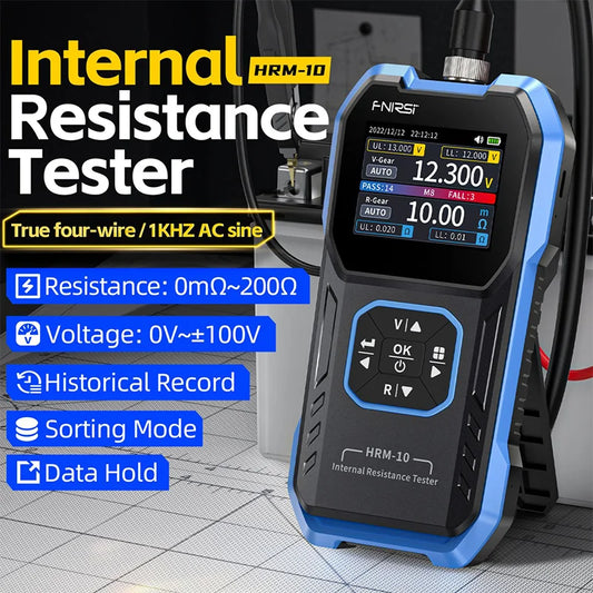 FNIRSI HRM-10 Handheld Resistance Battery Tester Meter Internal Resistance Test Sorting Mode Data Export & Rechargeable Design