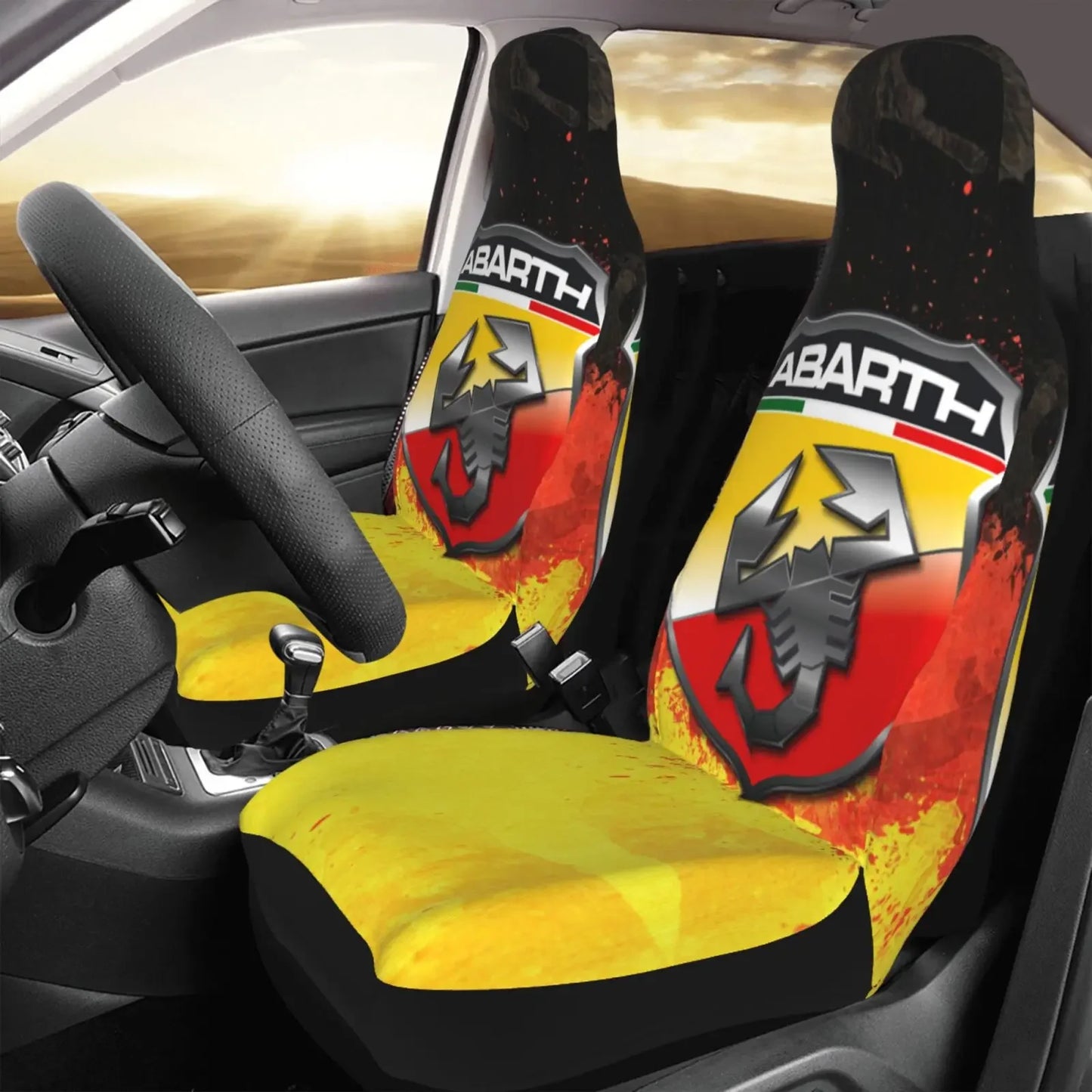Custom Print Automobile Seat Cover German Flag Abarth Cool Logo Seat Covers for Cars Universal Fits Most Car Seat Covers