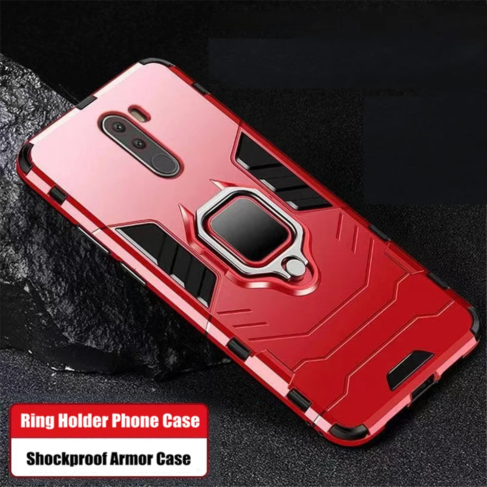 For Pocophone F1 Case For Xiaomi Pocophone F1 Case Shockproof PC+TPU Protective Armor Cover For Poco F1 Magnetic Holder Ring
