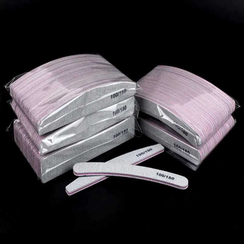 50pcs Nail File Polishing Buffer Block 100/180 Double-sided Polishing Nail File Foot Salon Tool