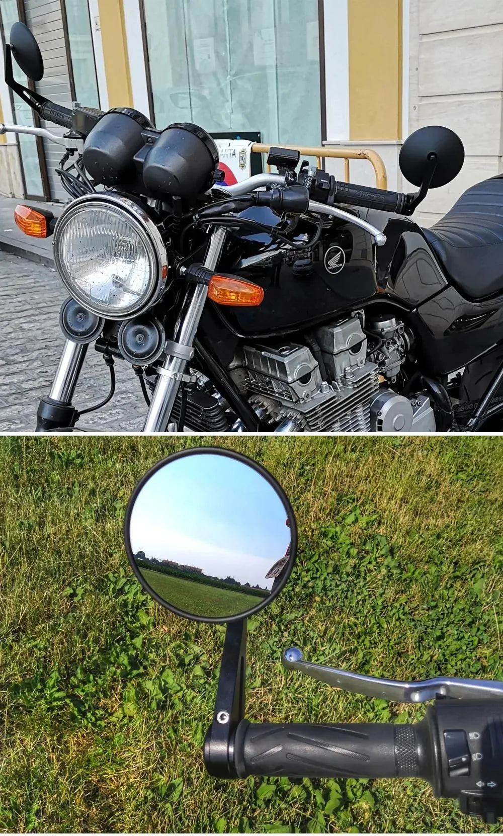 7/8"Motorcycle Handle Bar End Mirrors Black Side Mirror For Yamaha MT/FZ/TMA Kawasaki Z650-up Honda CB-R Rearview Mirror