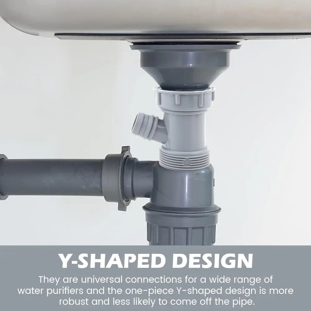 Kitchen Sink Drain Pipe Tee Adapter 45mm Internal Threads Y-Shaped Single Hole Overflow Sewer Branch Connector Thread Fittings