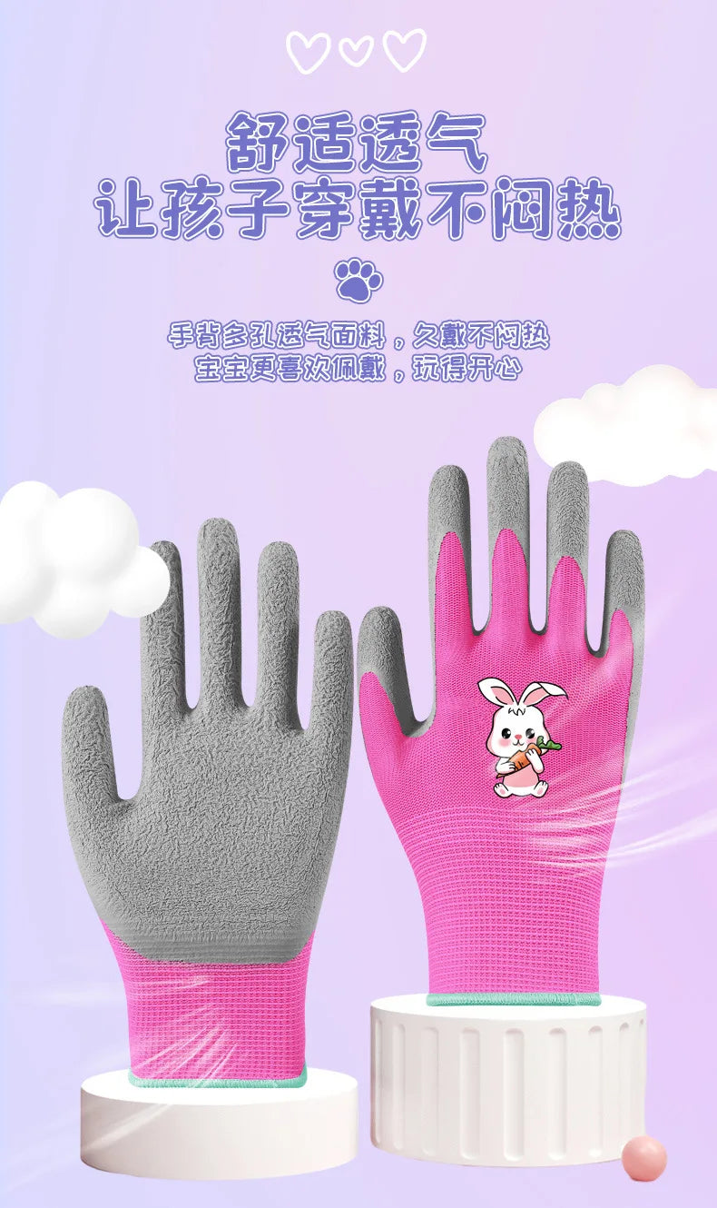 Kids Durable Waterproof Garden Work Gloves Non-Slip Children Safety Yard Work Gloves Portable Garden Supplies Gardening Gloves