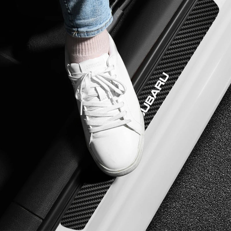 Automotive Threshold Bar with Door Handle Bowl Scratch Protective Sticker For Subaru Impreza Forester Tribeca WRX Outback