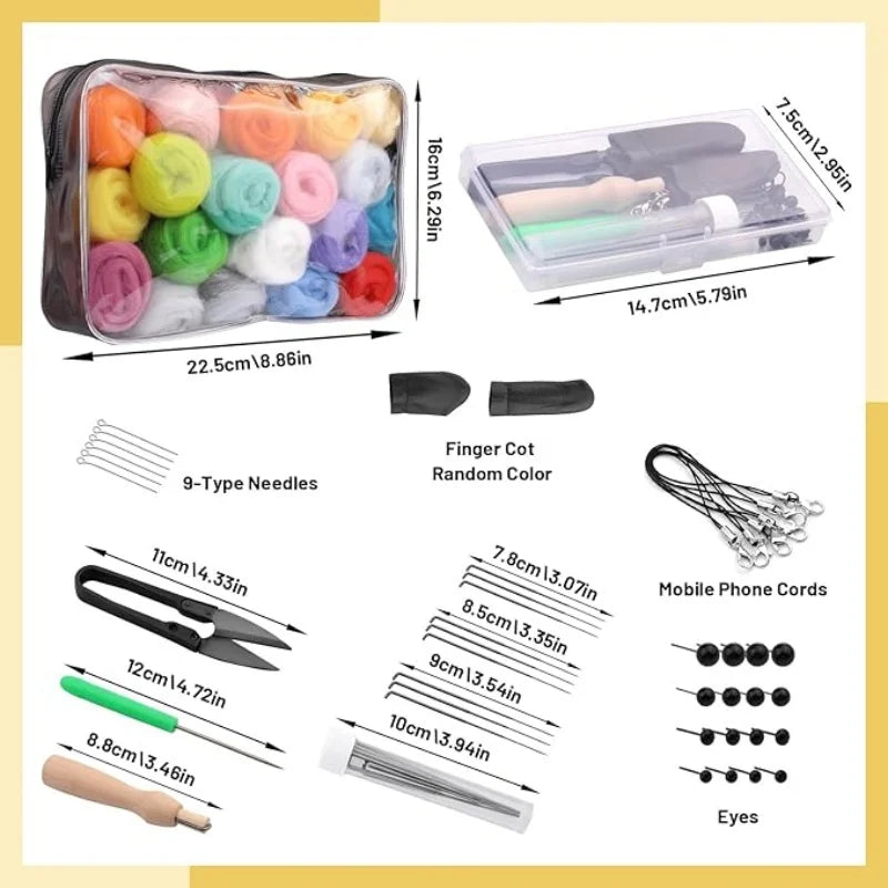 MIUSIE 45 Colors 3g Needle Felting Kits for Beginners, Needle Felting Supplies Kits with Tools, Felt Starter Kits with Needles