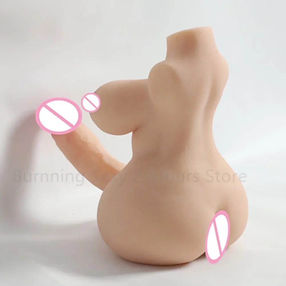 3D Realistic Shemale Body Sex Doll Male Torso 14cm Dildo Soft Penis Female Vagina Masturbator Anal Sex Toys for Women Men Adults