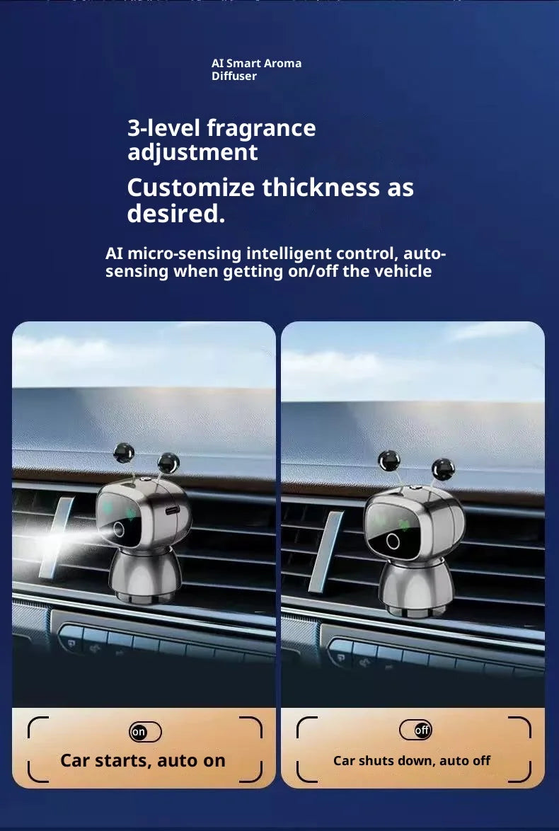 Creative Car Smart Aromatherapy Diffuser - Robot-shaped Aromatherapy Ornament, Air Freshener with Long-lasting Light Fragrance