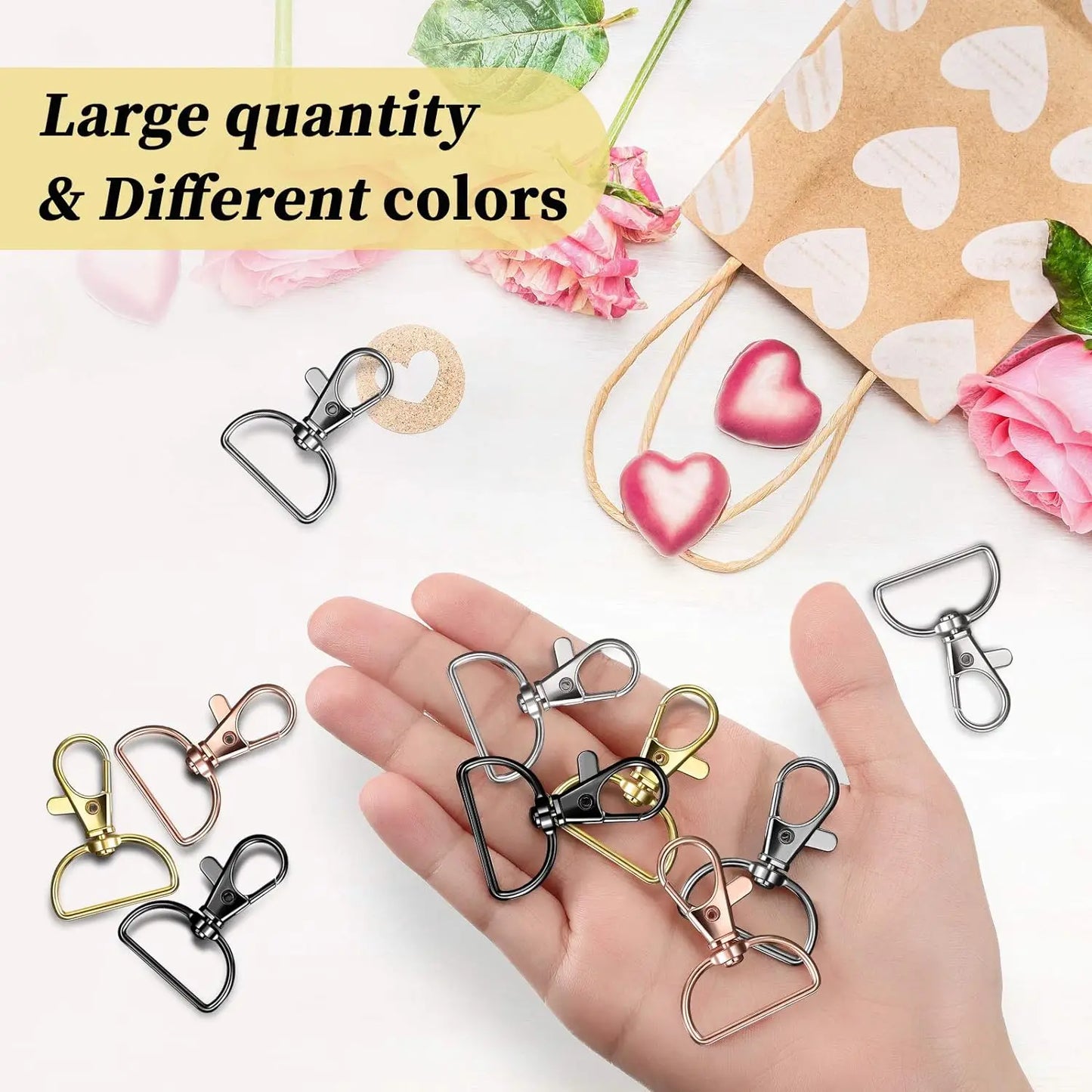 10pcs Swivel Clasps Snap Hooks Metal D Ring Key Chain Clip Hooks Lobster Key Chain DIY Making Accessories for Purse Handbag