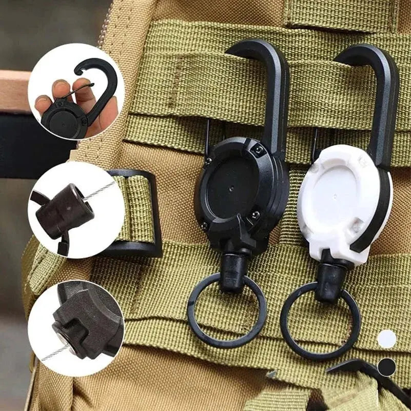 1PC New Outdoor Automatic Retractable Wire Rope Luya Anti-theft Tactical Keychain Telescopic Keychain Retractable Hook Tool