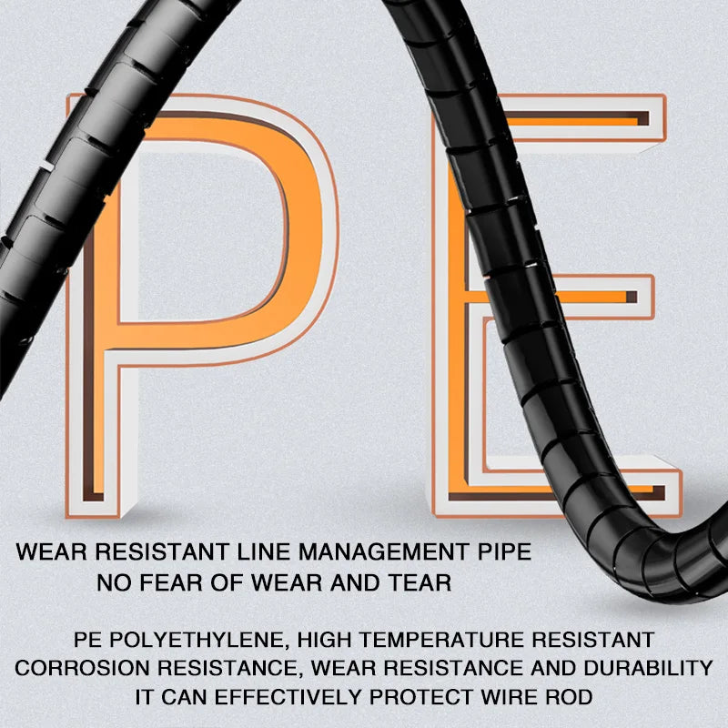 2M 16/10mm Flexible Spiral Cable Wire Protector Cable Organizer Computer Cord Protective Tube Clip Organizer Management Tools