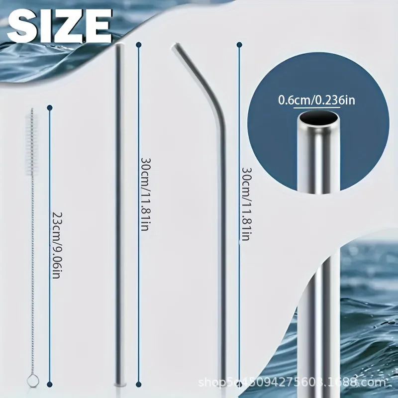 30cm silver straw reusable stainless steel straw Healthy Drinking straw cocktail smoothies