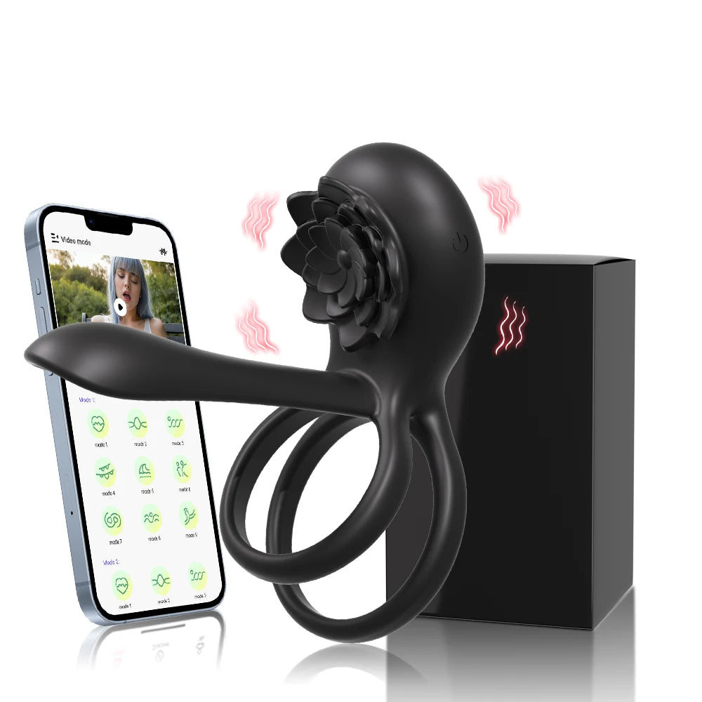 Rose Penis Cock Ring Vibrator Powerful Penis Sleeve Sucking Stimulator G-spot Female Nipple Clitoral Massager Sex Toy for Couple