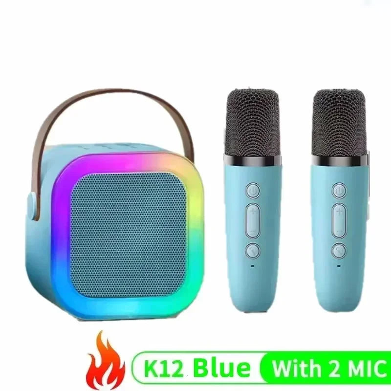 Bluetooth K12 Karaoke Machine Portable 5.3 PA Speaker System with 1-2 Wireless Microphones Home Family Singing Children's Gifts