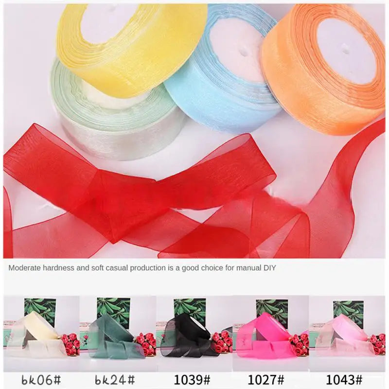 4cm Sheer Chiffon Organza Ribbon Webbing Crafts Christmas Halloween Wedding Decoration Gifts Wrapping Bow Fabric